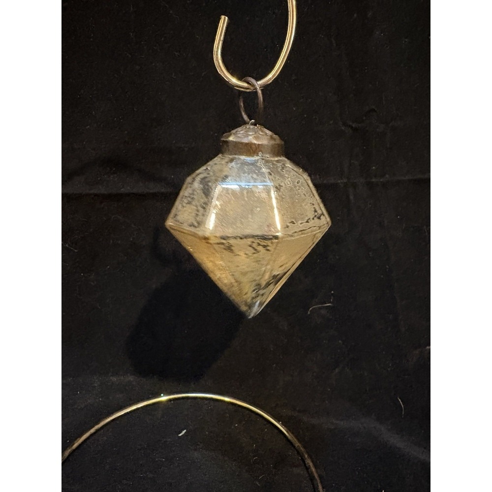 Vtg Gold/Silver mercury glass kugel style Diamond Christmas Ornament